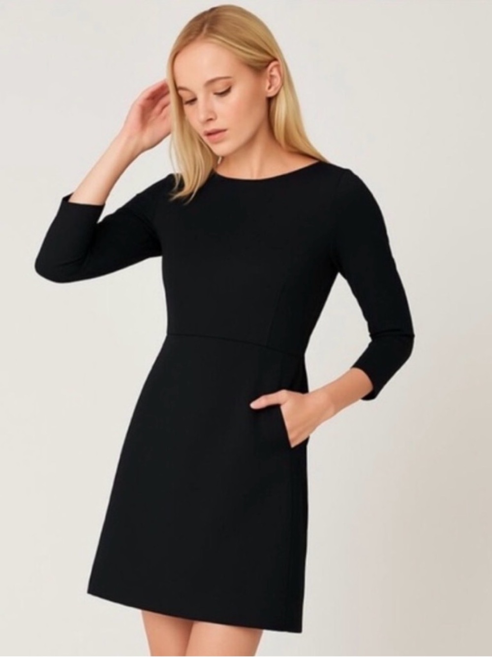 SPANX The Perfect A-Line 3/4 Sleeve Dress Women’s Size XS Shift Black Ponte‎